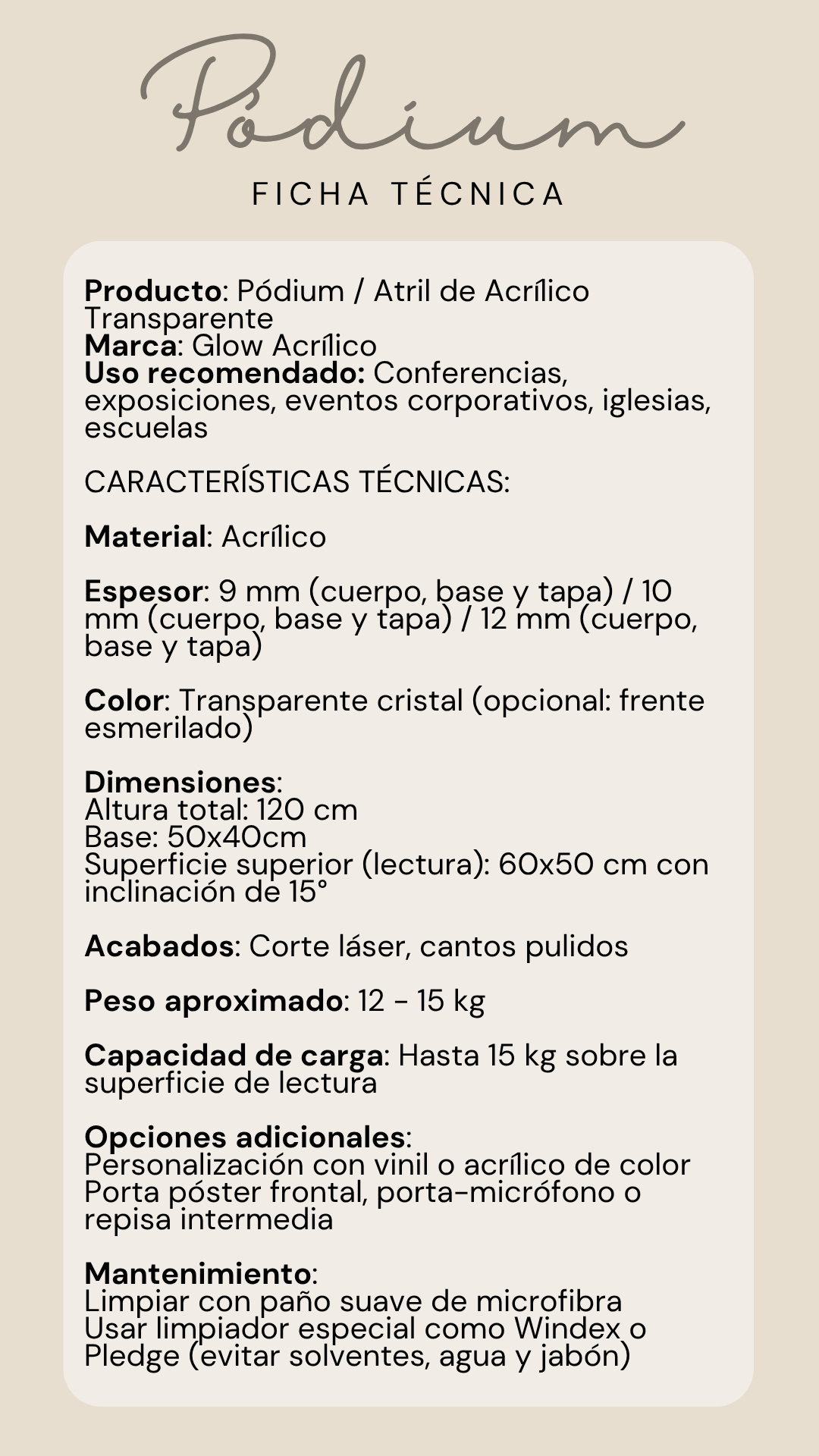 Pódium de Acrílco