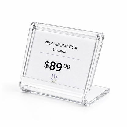 Porta precios acrílico